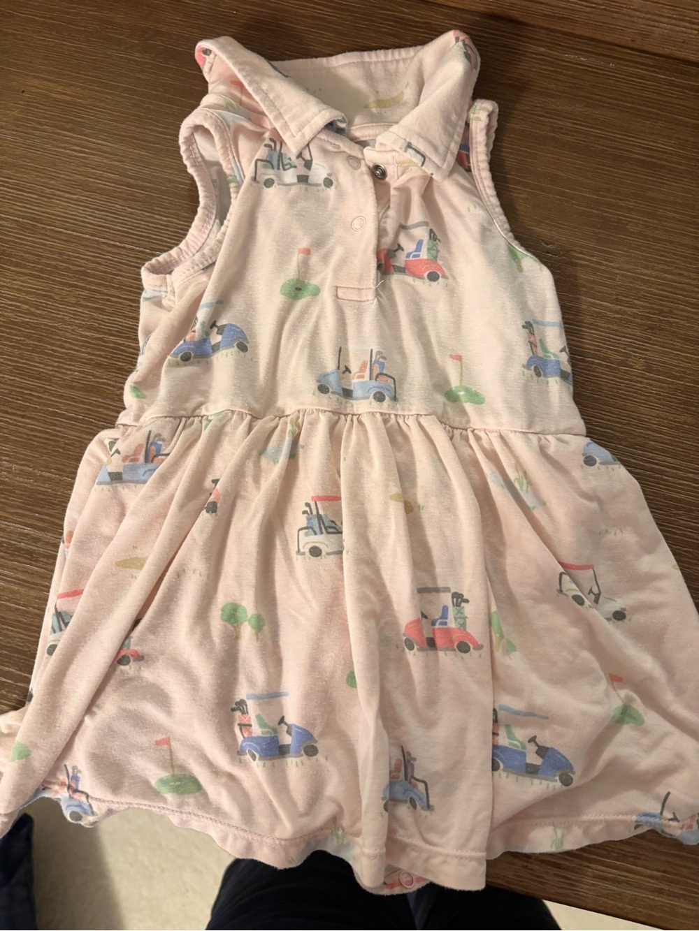 Angel dear Kids Pink Golf Cart Print Polo Dress - Brand Unspecified